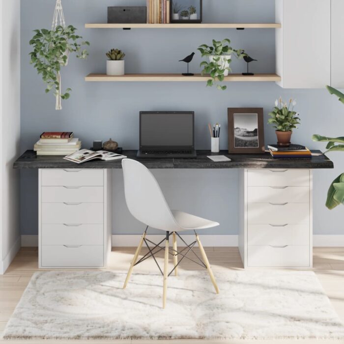 Dessus de table marron foncé bois chêne massif traité – Image 1