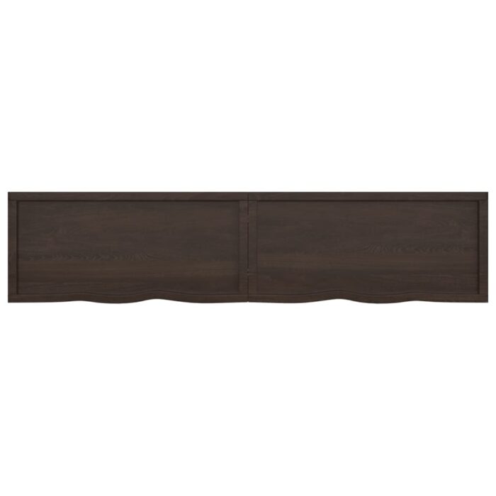 Dessus de table marron foncé bois chêne massif traité – Image 5