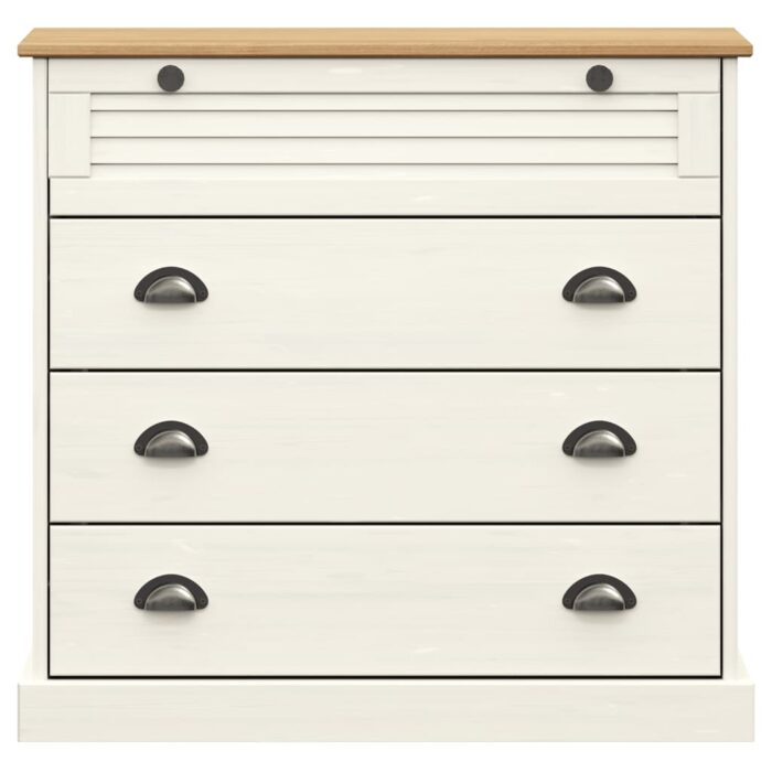 Commode VIGO blanc 80x40x76 cm bois massif de pin – Image 2