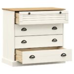 Commode VIGO blanc 80x40x76 cm bois massif de pin – Image 3