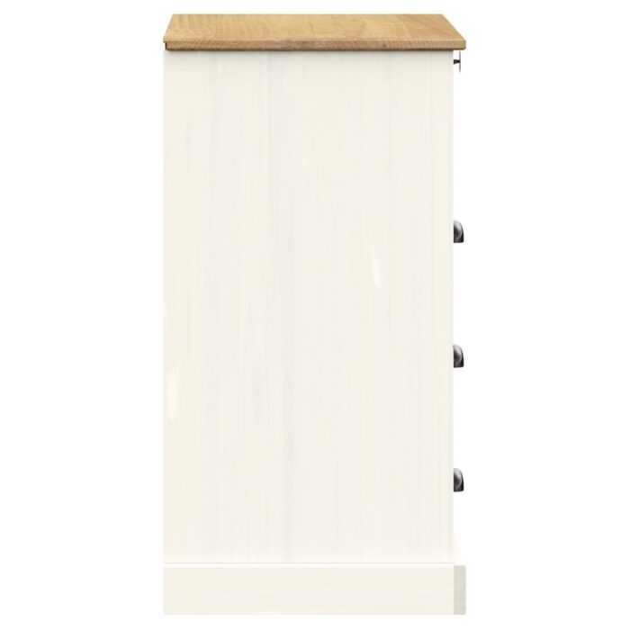 Commode VIGO blanc 80x40x76 cm bois massif de pin – Image 4