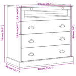 Commode VIGO blanc 80x40x76 cm bois massif de pin – Image 6