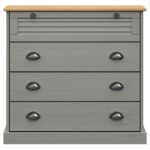 Commode VIGO gris 80x40x76 cm bois massif de pin – Image 2