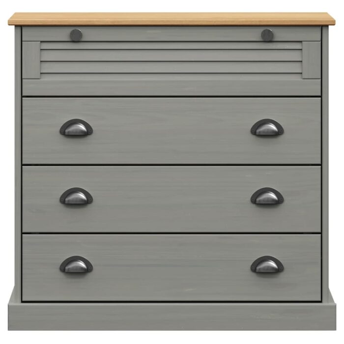 Commode VIGO gris 80x40x76 cm bois massif de pin – Image 2