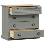 Commode VIGO gris 80x40x76 cm bois massif de pin – Image 3