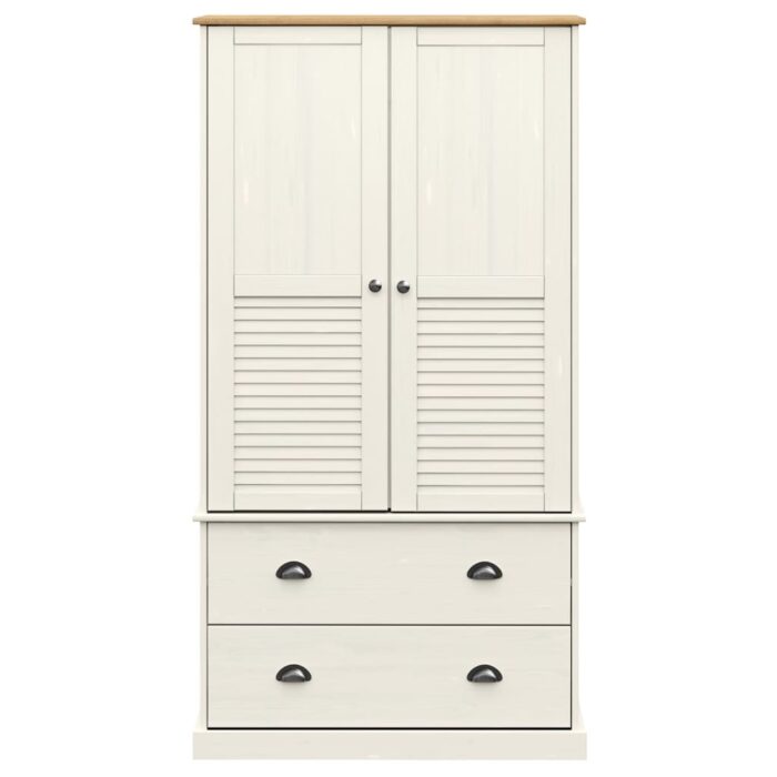 Garde-robe VIGO blanc 90x55x170 cm bois massif de pin – Image 2