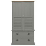 Garde-robe VIGO gris 90x55x170 cm bois massif de pin – Image 2