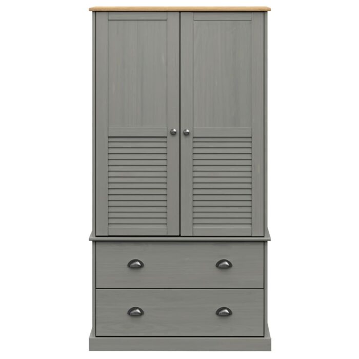 Garde-robe VIGO gris 90x55x170 cm bois massif de pin – Image 2