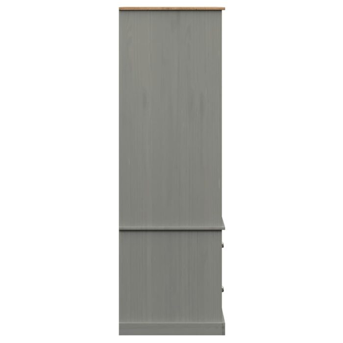 Garde-robe VIGO gris 90x55x170 cm bois massif de pin – Image 4