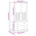 Garde-robe VIGO gris 90x55x170 cm bois massif de pin – Image 6