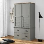Garde-robe VIGO gris 90x55x170 cm bois massif de pin