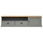 Meuble TV VIGO gris 156x40x40 cm bois massif de pin – Image 3