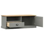 Meuble TV VIGO gris 106x40x40 cm bois massif de pin – Image 2