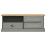 Meuble TV VIGO gris 106x40x40 cm bois massif de pin – Image 3