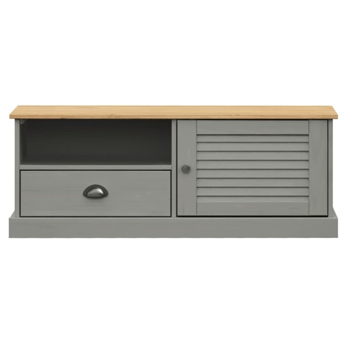 Meuble TV VIGO gris 106x40x40 cm bois massif de pin – Image 3