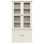 Vitrine en verre VIGO blanc 85x35x170 cm bois massif de pin – Image 2