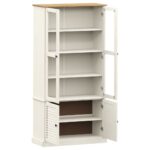 Vitrine en verre VIGO blanc 85x35x170 cm bois massif de pin – Image 3