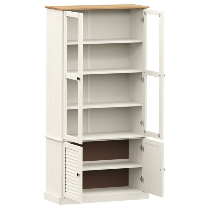 Vitrine en verre VIGO blanc 85x35x170 cm bois massif de pin – Image 3