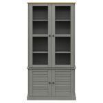 Vitrine en verre VIGO gris 85x35x170 cm bois massif de pin – Image 2