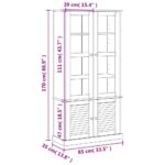 Vitrine en verre VIGO gris 85x35x170 cm bois massif de pin – Image 6