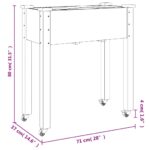 Jardinière sur roues avec doublure brun 71x37x80 cm bois sapin – Image 5