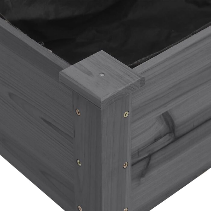 Jardinière sur roues avec doublure gris 118x59x80 cm bois sapin – Image 2