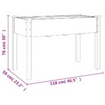 Jardinière sur roues avec doublure gris 118x59x80 cm bois sapin – Image 6