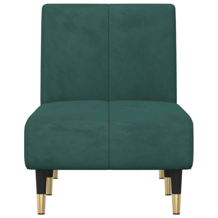 Chaise longue vert foncé velours – Image 2