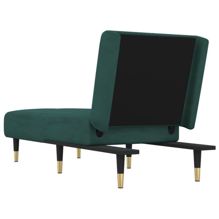 Chaise longue vert foncé velours – Image 3