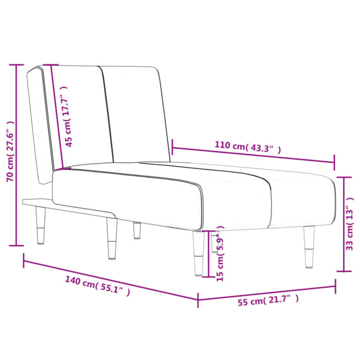 Chaise longue vert foncé velours – Image 7
