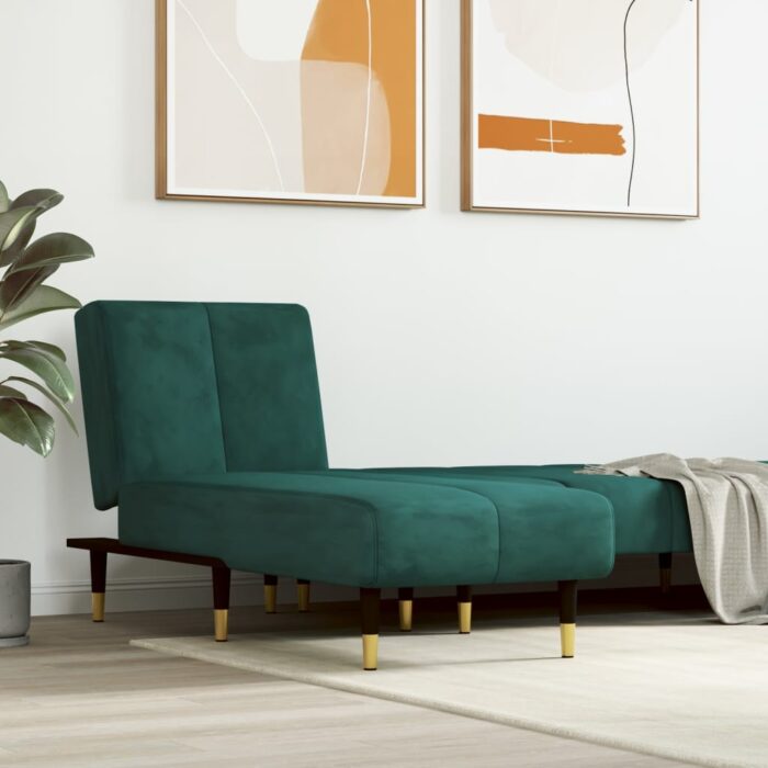 Chaise longue vert foncé velours – Image 1
