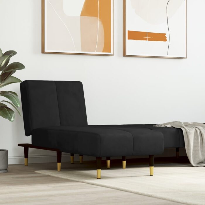 Chaise longue noir velours – Image 1
