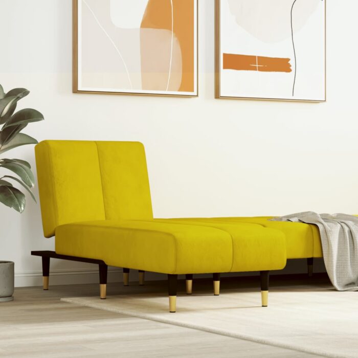Chaise longue jaune velours – Image 1
