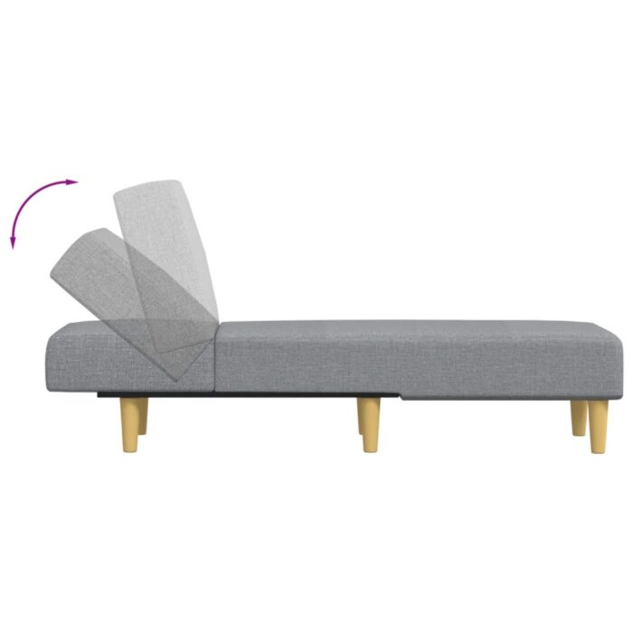 Chaise longue gris clair tissu – Image 4