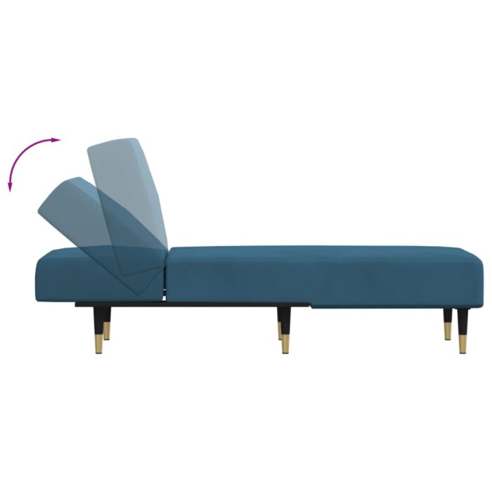 Chaise longue bleu velours – Image 4