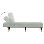 Chaise longue gris clair velours – Image 4