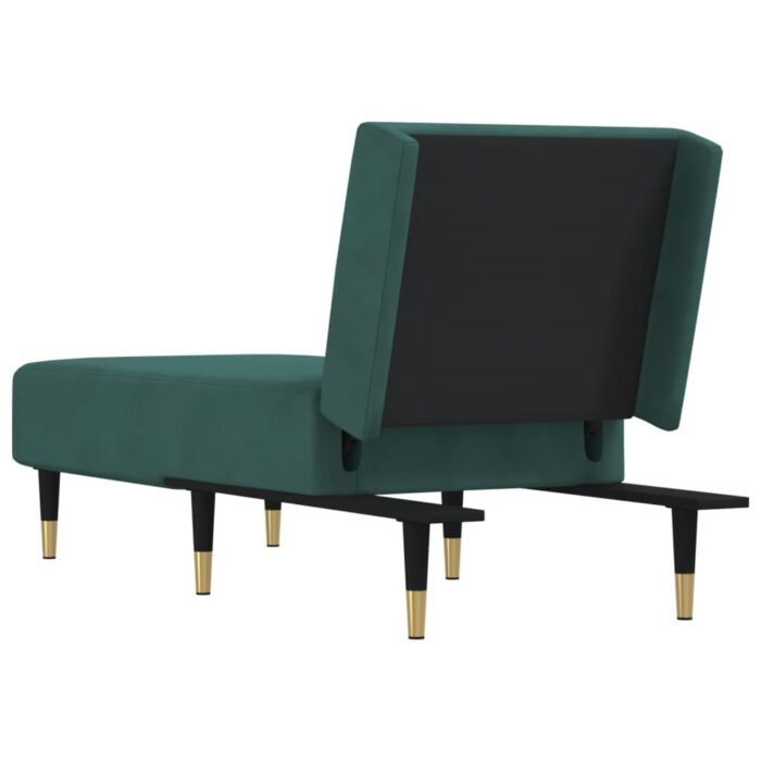 Chaise longue vert foncé velours – Image 3