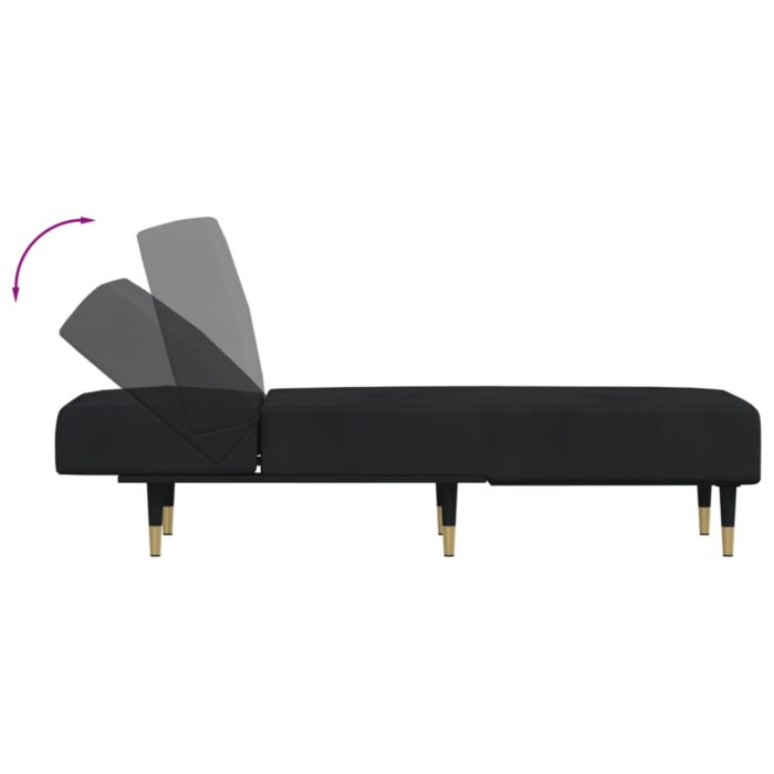 Chaise longue noir velours – Image 4