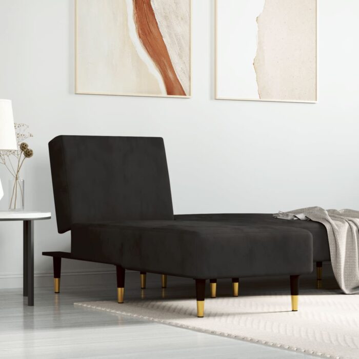 Chaise longue noir velours – Image 1