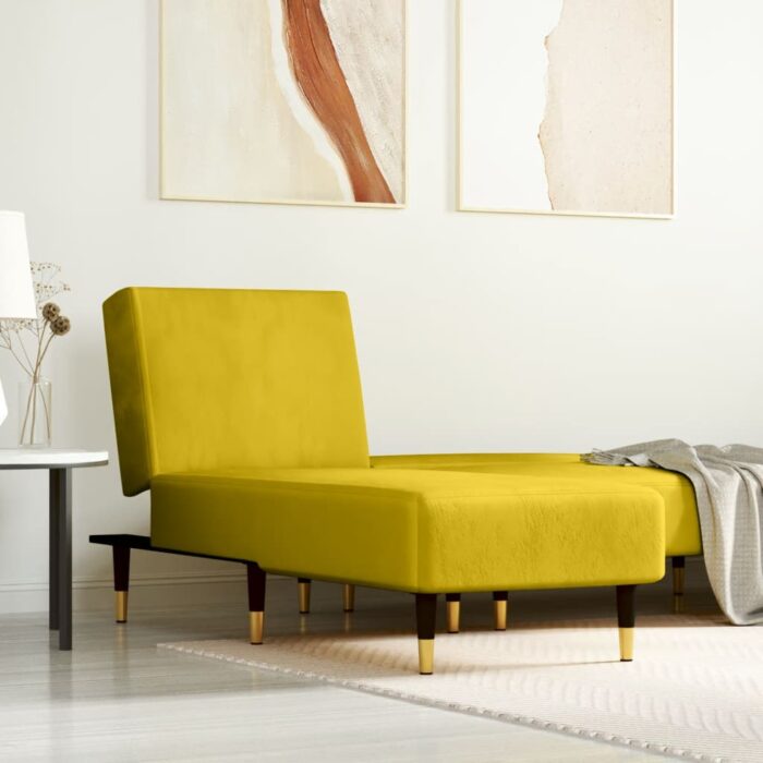 Chaise longue jaune velours – Image 1