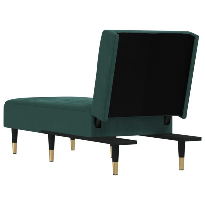 Chaise longue vert foncé velours – Image 3