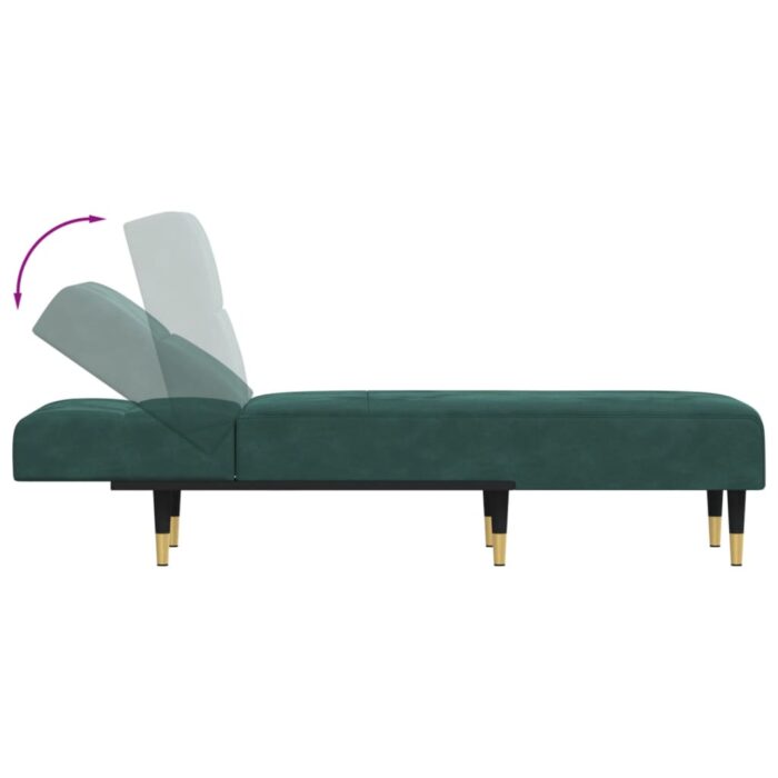 Chaise longue vert foncé velours – Image 4