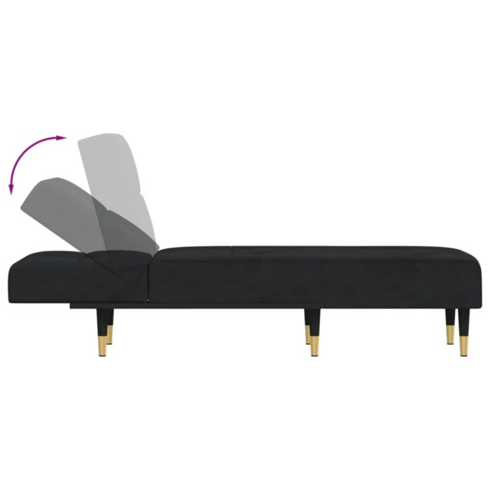 Chaise longue noir velours – Image 4