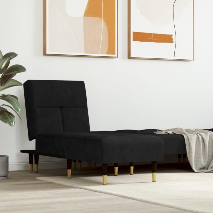 Chaise longue noir velours – Image 1