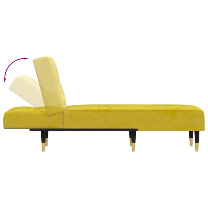 Chaise longue jaune velours – Image 4