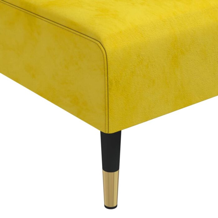Chaise longue jaune velours – Image 5