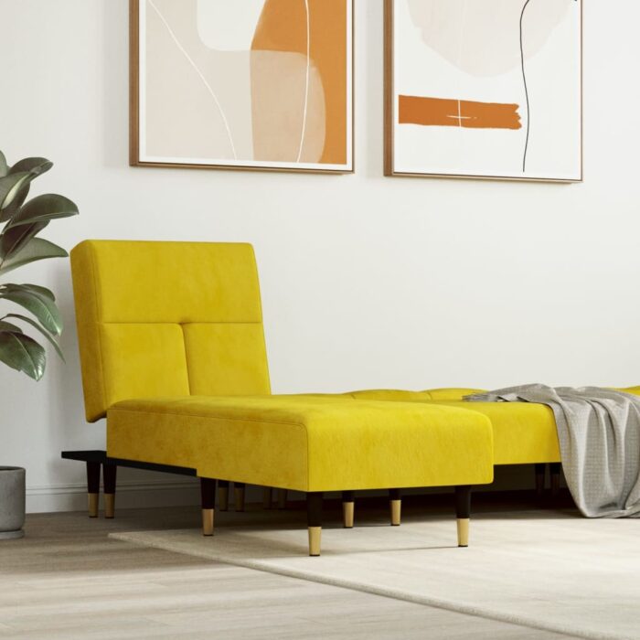 Chaise longue jaune velours – Image 1