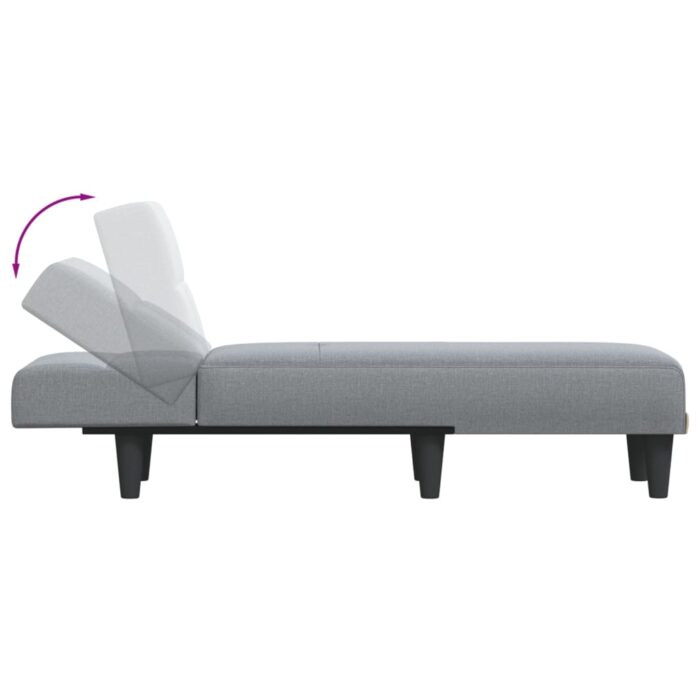Chaise longue gris clair tissu – Image 4