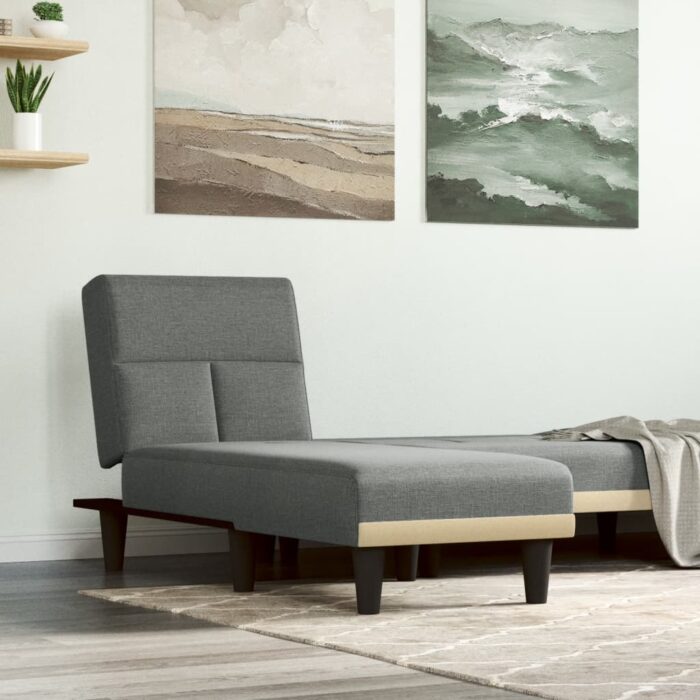 Chaise longue gris foncé tissu – Image 1