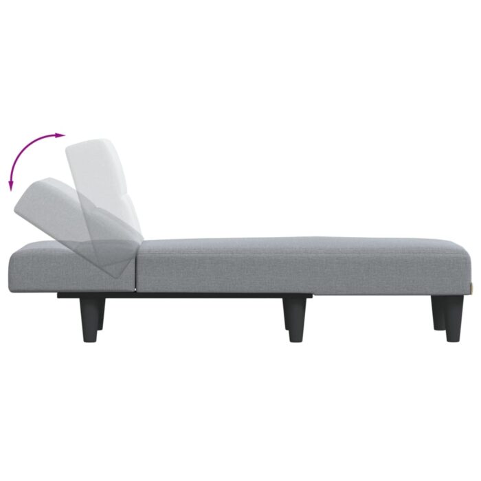 Chaise longue gris clair tissu – Image 4